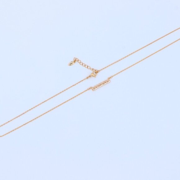 "Elegant Rose Gold Bar Necklace with Geometric Crystal Accent, XPNL1895 - Picture 11 of 13